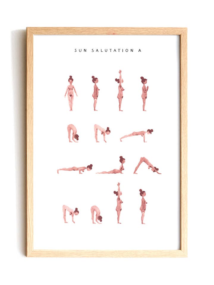 Sun Salutation A - Woman - Pink for wholesale by Yoga Prints