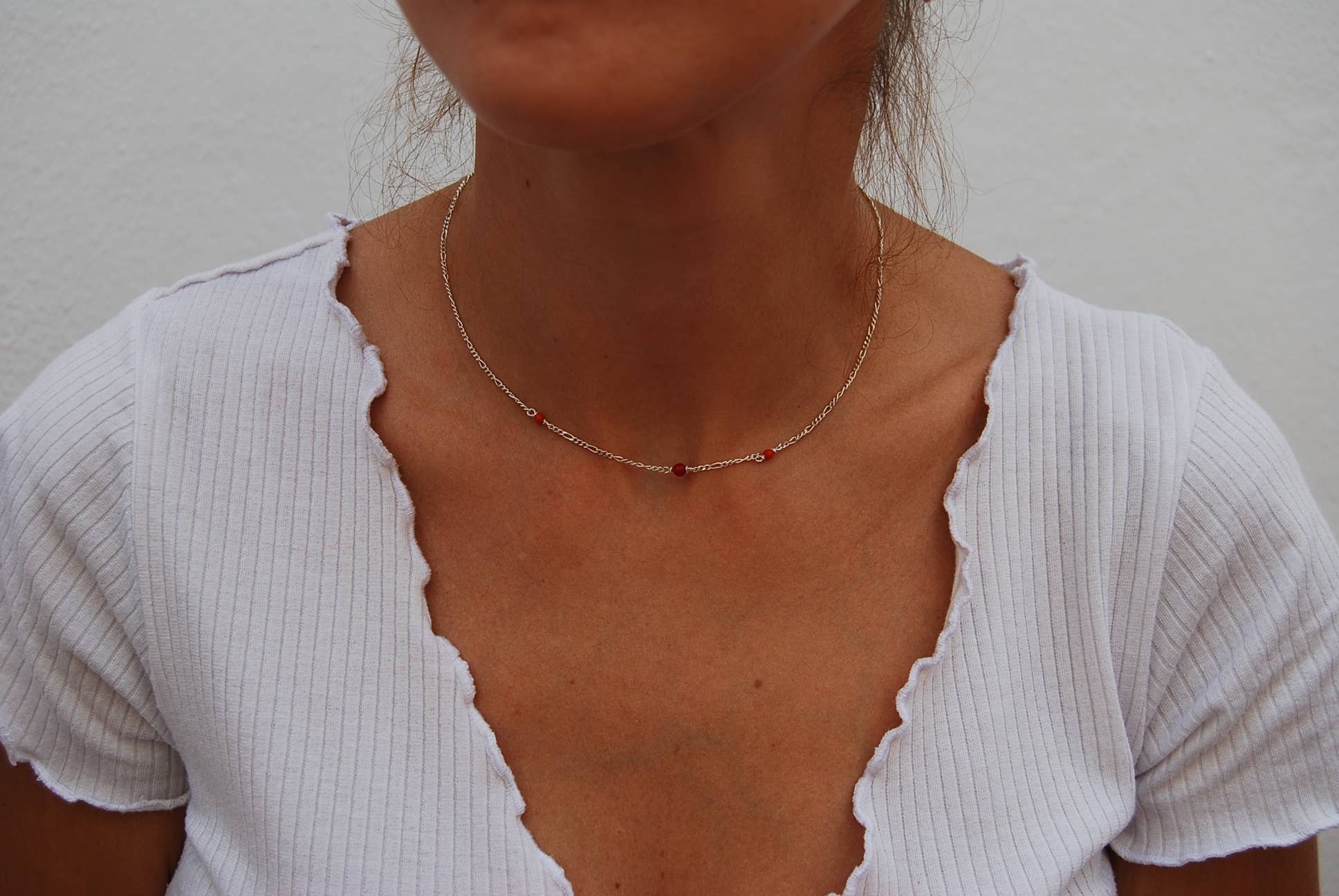 Yneda Jewels - Vendita all'ingrosso Collana con ciondolo/pendaglio - Collana in argento 925 con corallo rosso, pietra preziosa.2