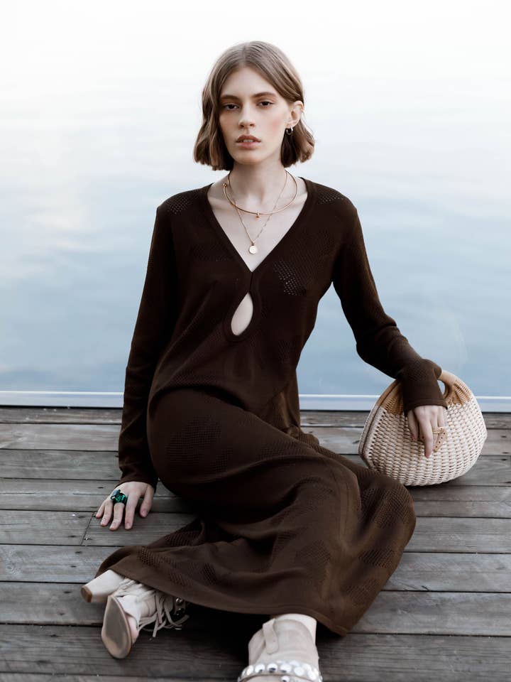 Evelyn Floral Maxi Dress with Long Sleeves for wholesale by Aina Gasse