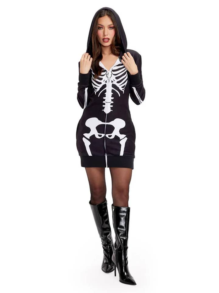 Vestido Disfraz de Esqueleto - Vestido Sudadera de Halloween para Mujer para venta al por mayor de Tipsy Elves