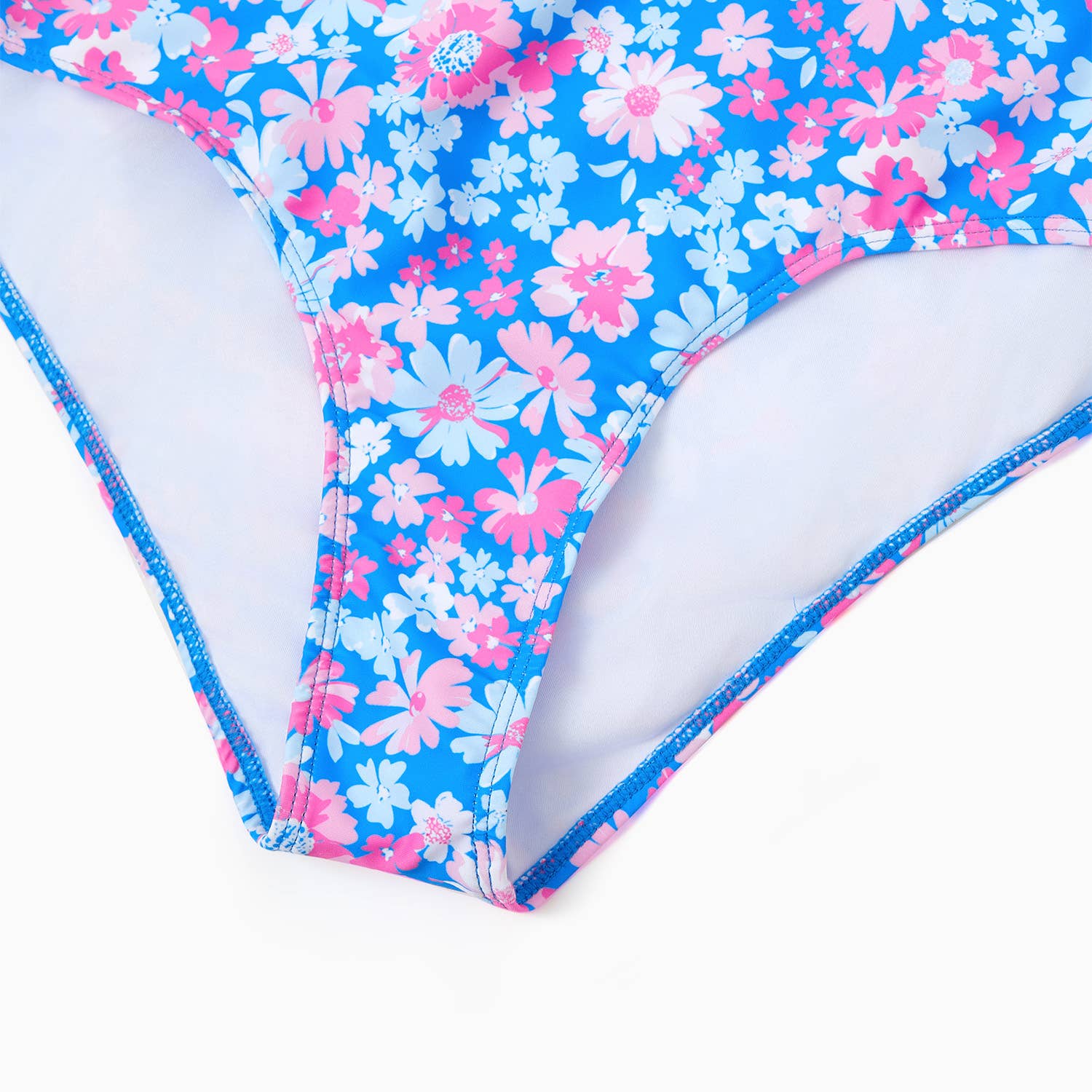 Blue Couple Matching Flora Swim Trunks or One-piece Swimsuit for wholesale on Faire4