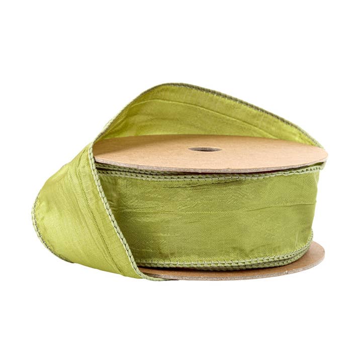 1 1/2" Wired Crinkle Ribbon | Moss | 10 Yard Roll for wholesale by LA Ribbons Wholesale