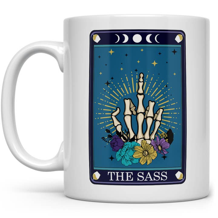 Mug en forme de carte de tarot The Sass Skeleton, cadeau amusant pour adulte pour la vente par Loftipop