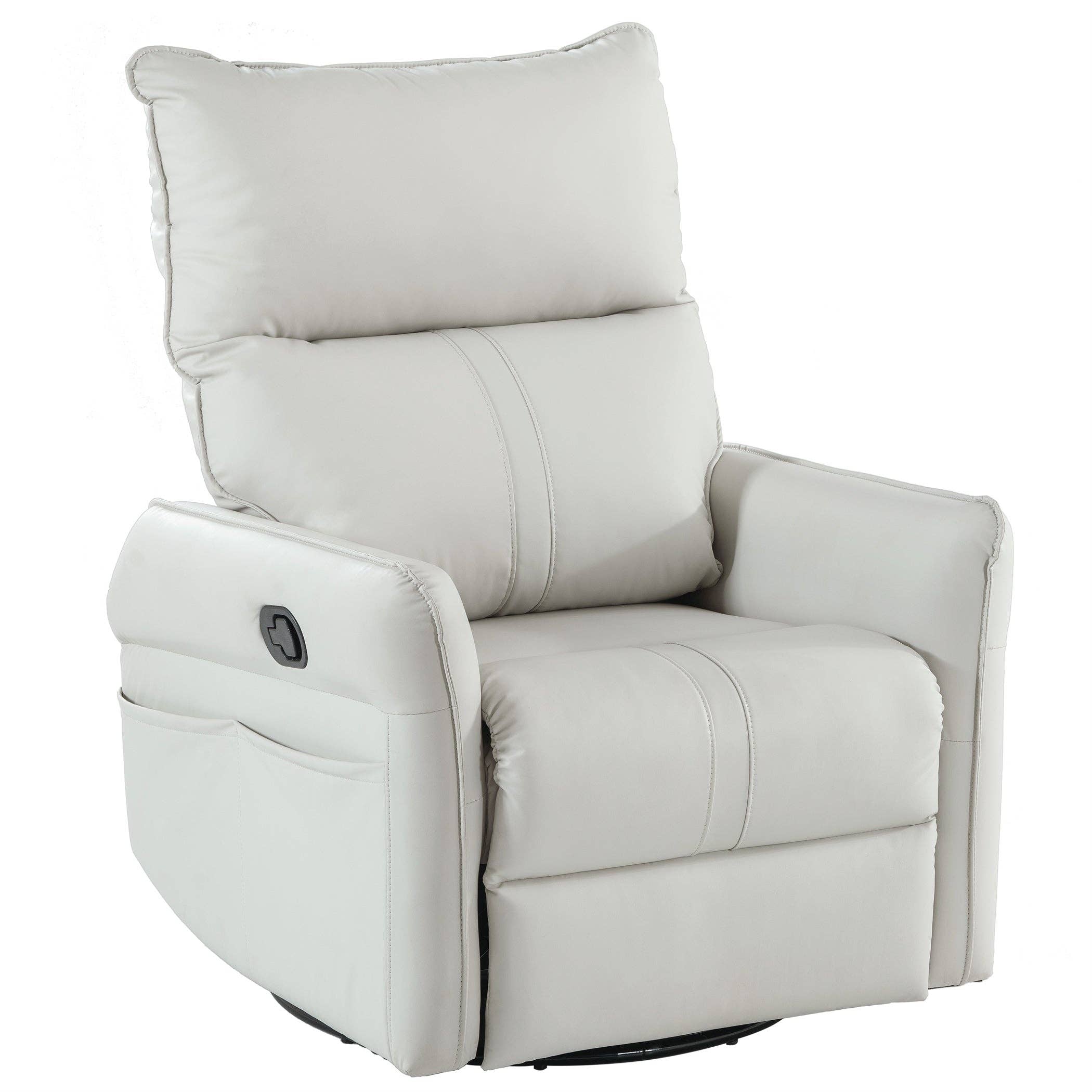 HOMYCASA DESIGN INC - Wholesale Rocking Chair - PU Rocking Recliner Chair, 360° Swivel Nursery Rocking Chair, Glider Chair, Modern Small Rocking Swivel Recliner Chair, Home Theater Seating, Side Pocket (Light Gray+360° Swivel)10