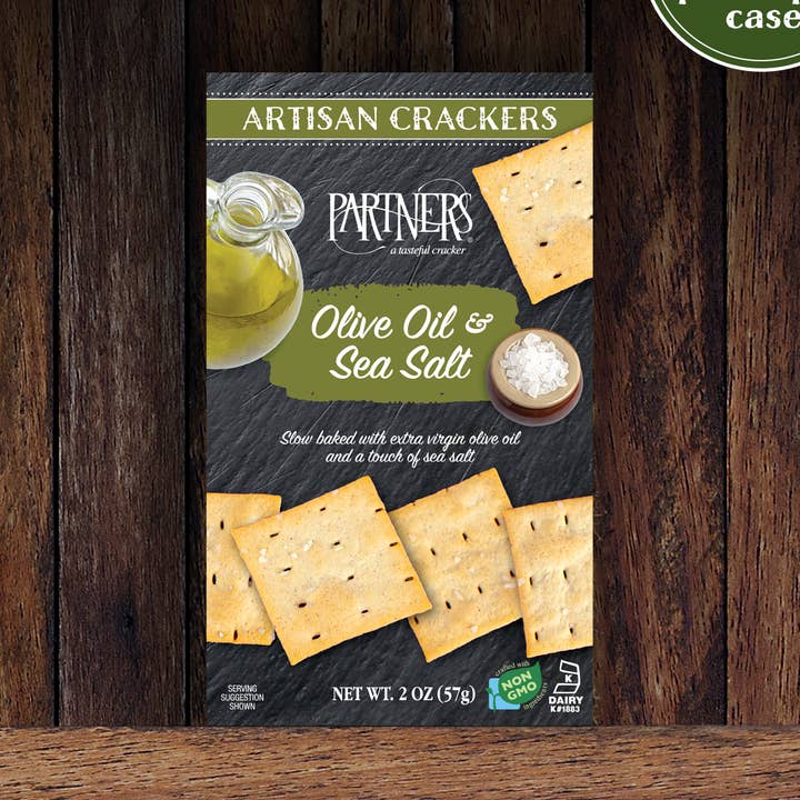 Partners Crackers - Wholesale Crackers - Olive Oil & Sea Salt Snack Crackers - 2 oz Gift Box0