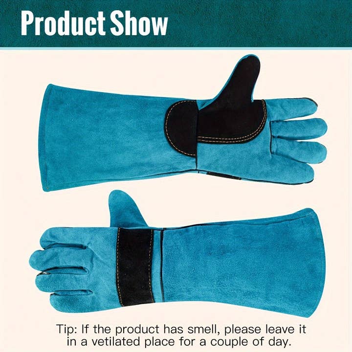 Blue Durable Protective Animal Handling Gloves Bite Resistant Anti Scratch Training Gloves For Dog Cat Bird Snake Parrot Lizard Wild Animals Reptiles for wholesale on Faire