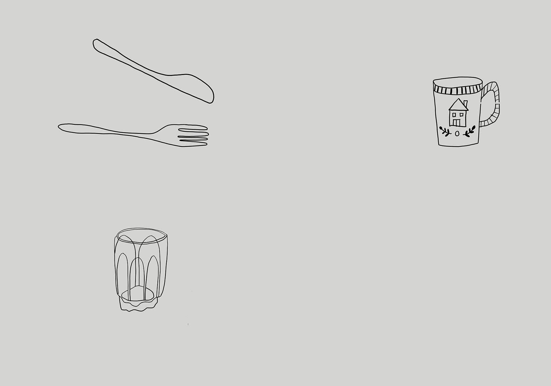 À bientôt - Vente Sets de table - Set de table en lin biologique Petit Dej en noir2