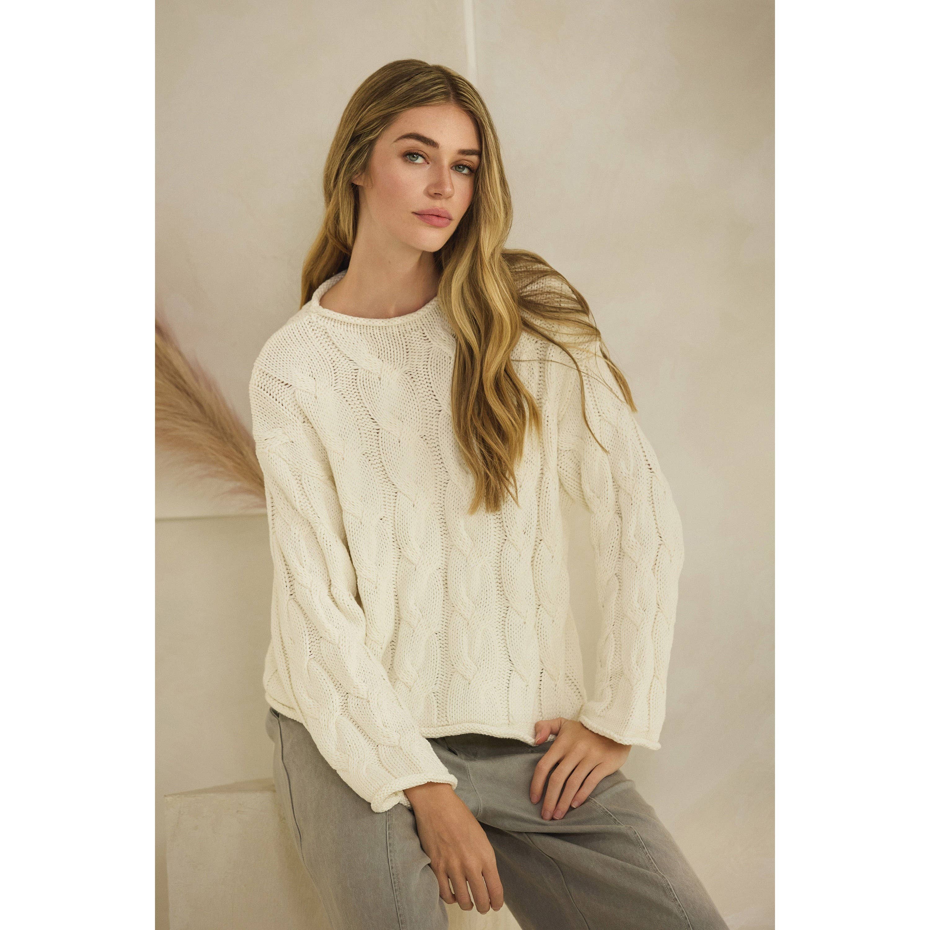 Honey Mango - Wholesale Knit Sweater - Women's - Cable knit sweater4