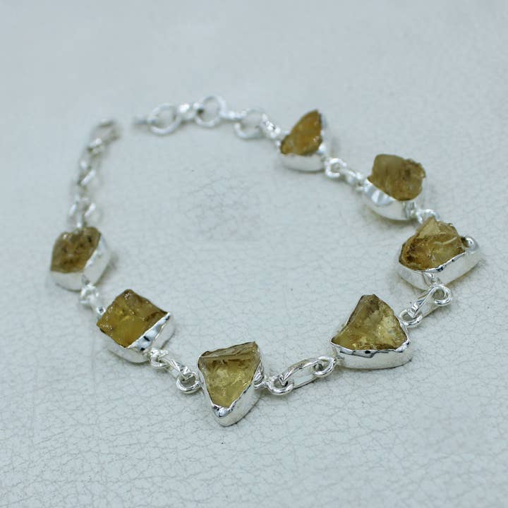 Bracelets en citrine brute en argent sterling 925 pour la vente par Silvex Jewelry