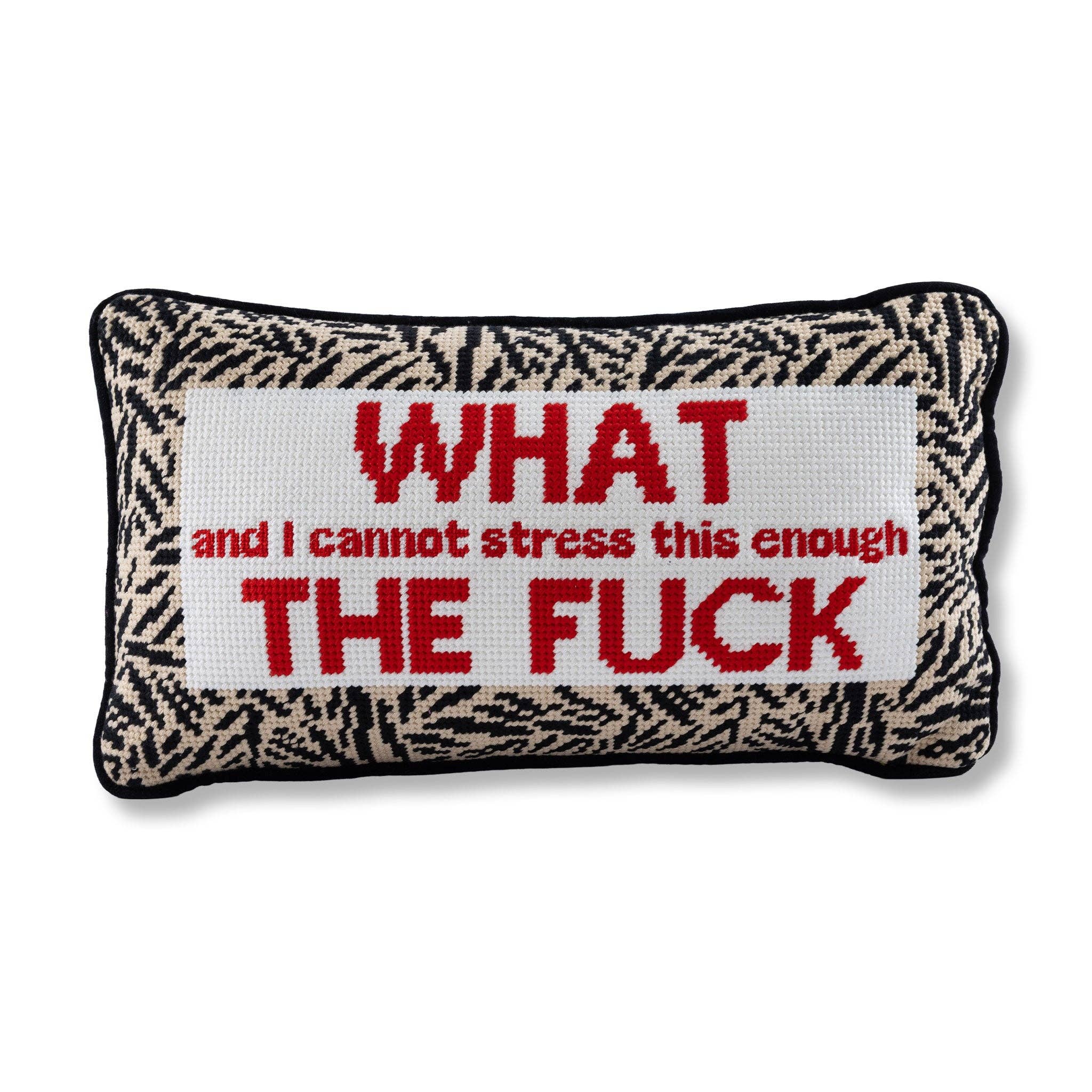 Furbish Studio - Wholesale Throw/Decorative Pillow - WTF Needlepoint Pillow1
