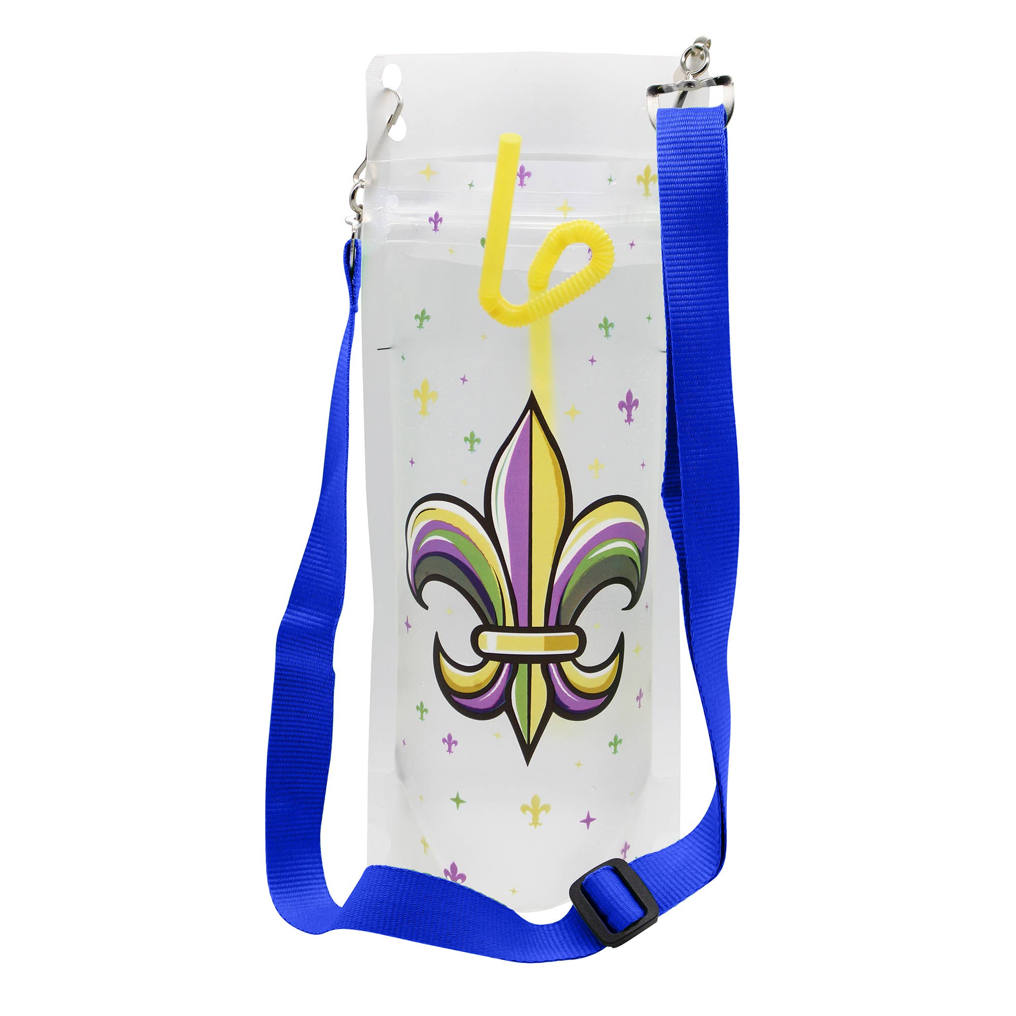 NeckSip – wholesale Party gift – FLEUR-DE-LIS Mardi Gras Wearable Drink Pouches (16oz | 2-pk)3