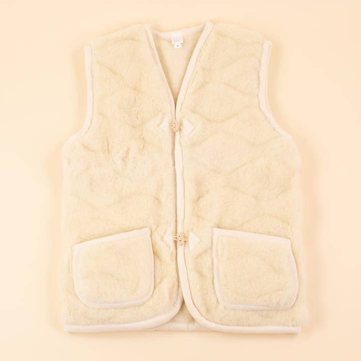 Women's beige 3D wool vest for wholesale by Moonrise
