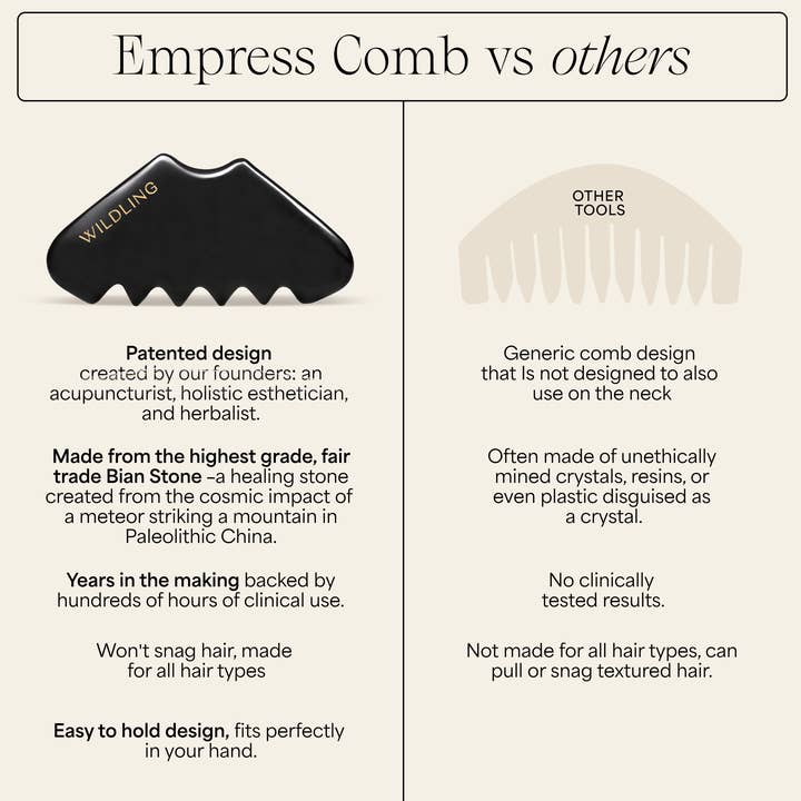 Wildling - Wholesale Hair brush/comb - Empress Gua Sha Stimulating Scalp Comb4