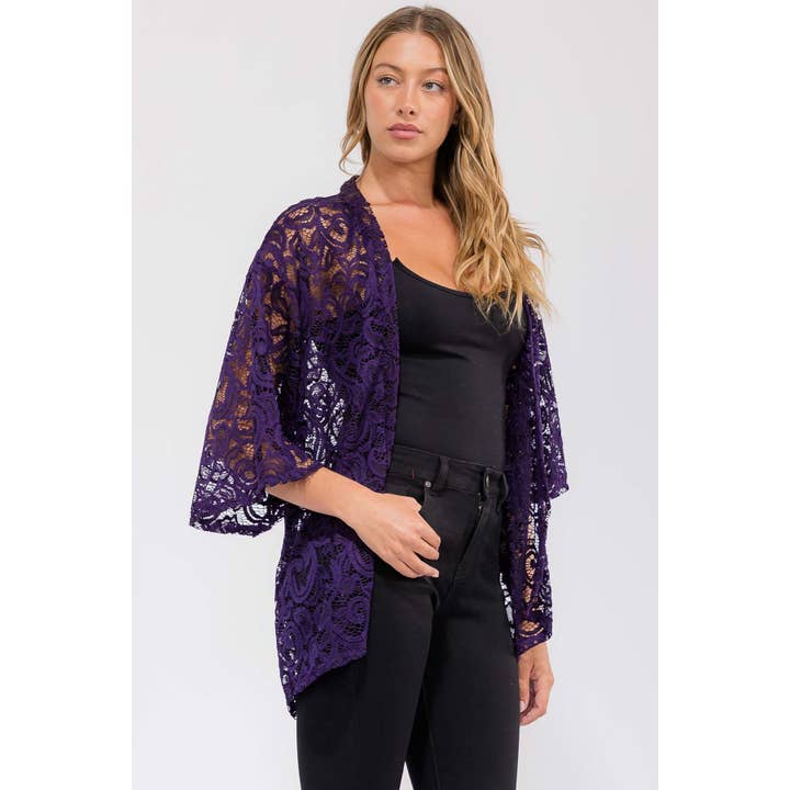 Kimono in pizzo all'uncinetto per la vendita all'ingrosso da parte di Perseption