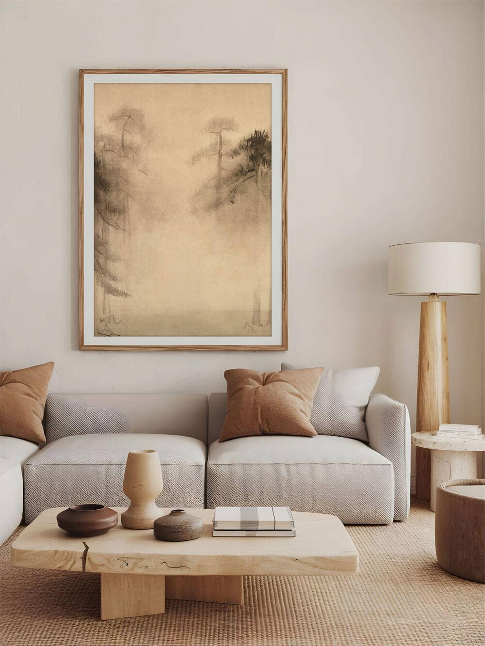 Modern Antique Prints - Wholesale Art Print - Wabi-Sabi Pine Sketch – Timeless Silence in the Mist II1