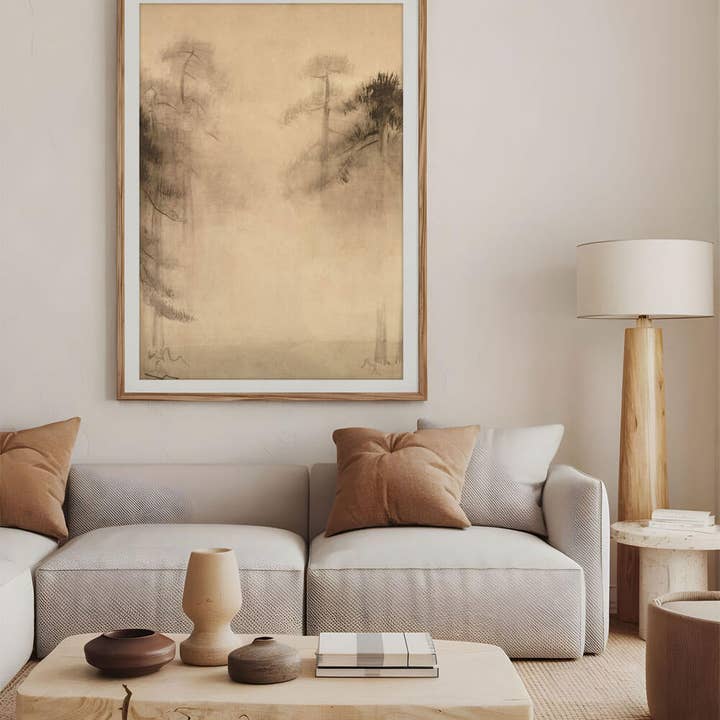 Modern Antique Prints - Wholesale Art Print - Wabi-Sabi Pine Sketch – Timeless Silence in the Mist II1