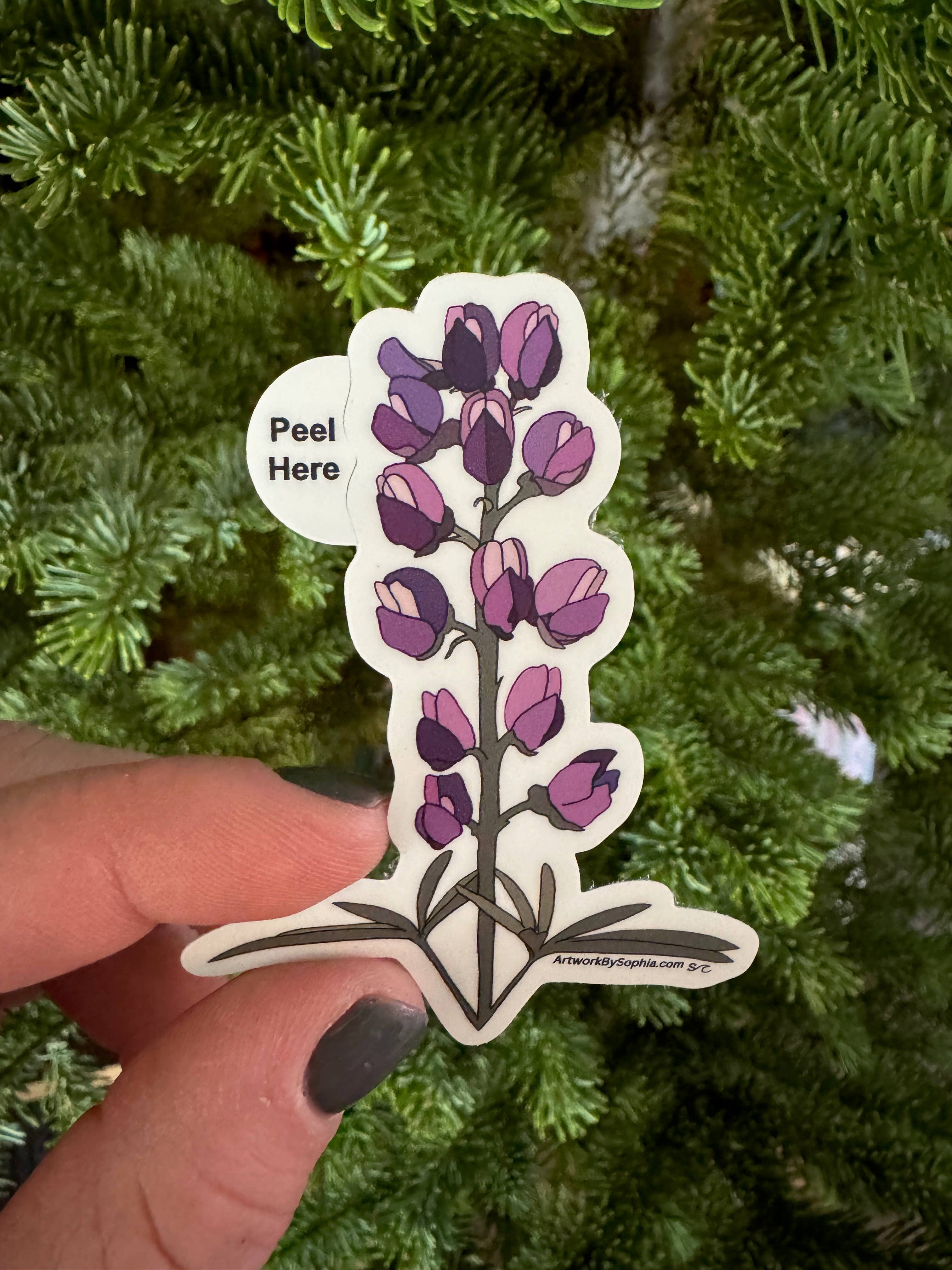 Artwork by Sophia - Wholesale Sticker - Lupine Flower |  Vinyl Sticker | Colored Drawing | 3in1
