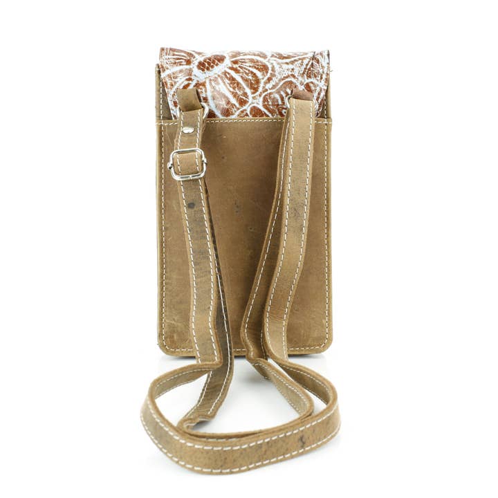 Leather Impressions Inc - Wholesale Messenger Bag - Women's - Women Messenger Bag w/ Floral Leaf Embossed Flap AB 01 25083