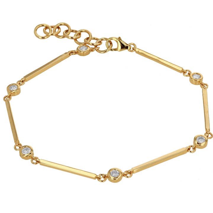 Pulseira de Diamantes e Barra de Ouro por atacado de Rachel Reid Jewelry
