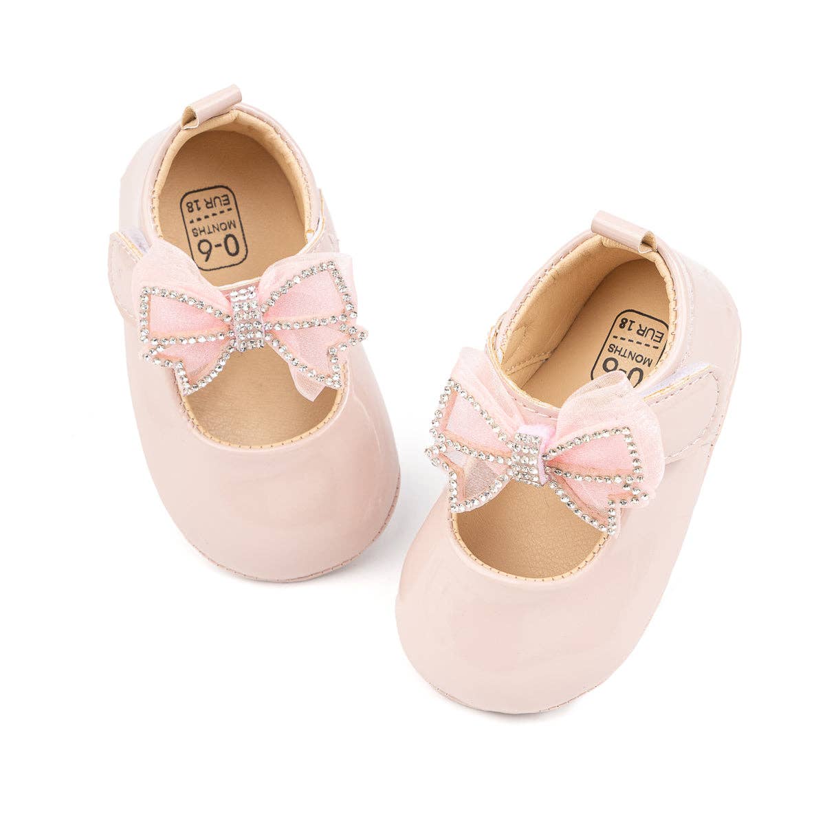 Kids Charm Online - Vente Chaussures de berceau – bébé - Chaussures pour bébé avec nœud avant et strass. (Rose) CG53664