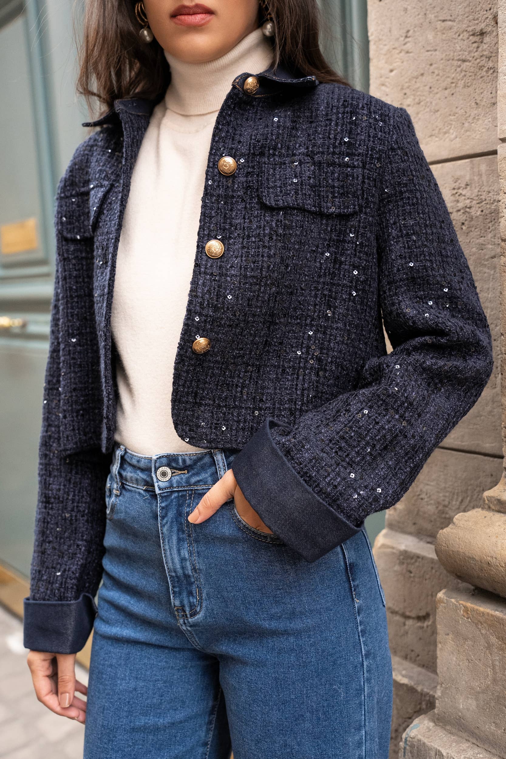 CHOKLATE PARIS - Wholesale Jacket - Women's - Élise jacket in tweed & denim - CK085082