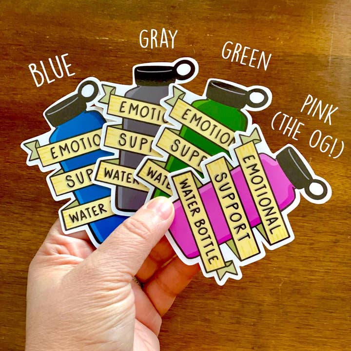 Følelsesmæssig støtte vandflaske Vinyl Sticker for engroshandel hos Stone Donut Design, LLC