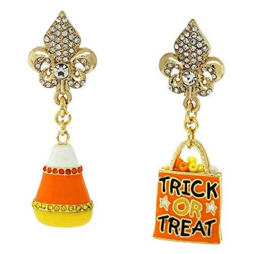 Ritzy Couture Halloween-Ohrringe „Trick or Treat Candy Corn“ für den Großhandel von Ritzy Couture by Esme Hecht