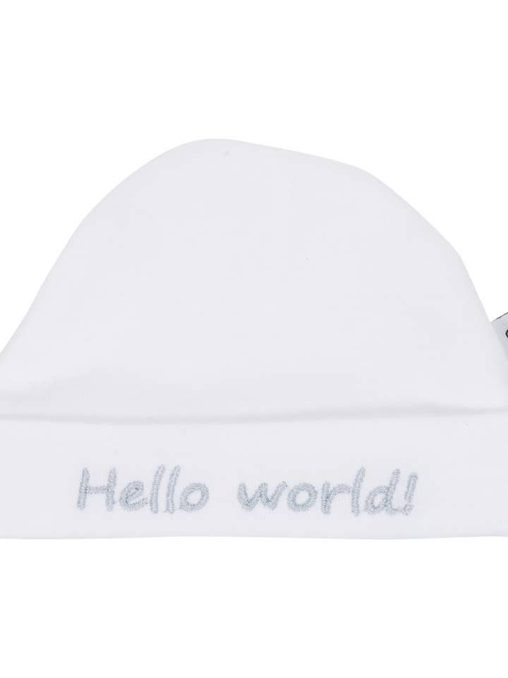 Hat Round Hello world! White for wholesale by Very Important Baby®