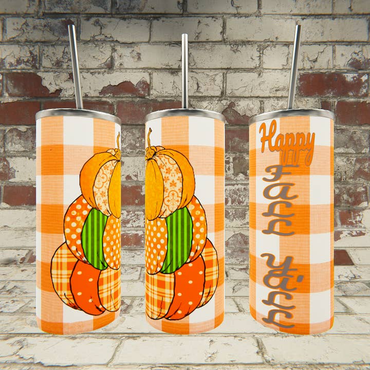 Happy Fall Y'all Pumpkins for wholesale by Triple D's Tumblers n More