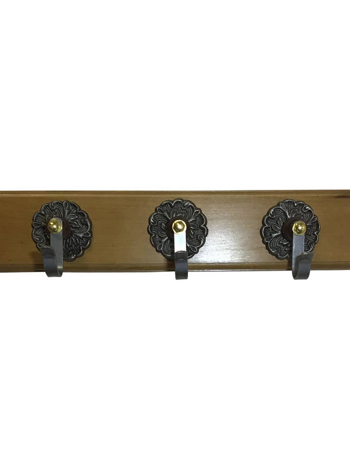 Rosette 3 Hook Wall Rack for wholesale by Tucker-Jones House Inc