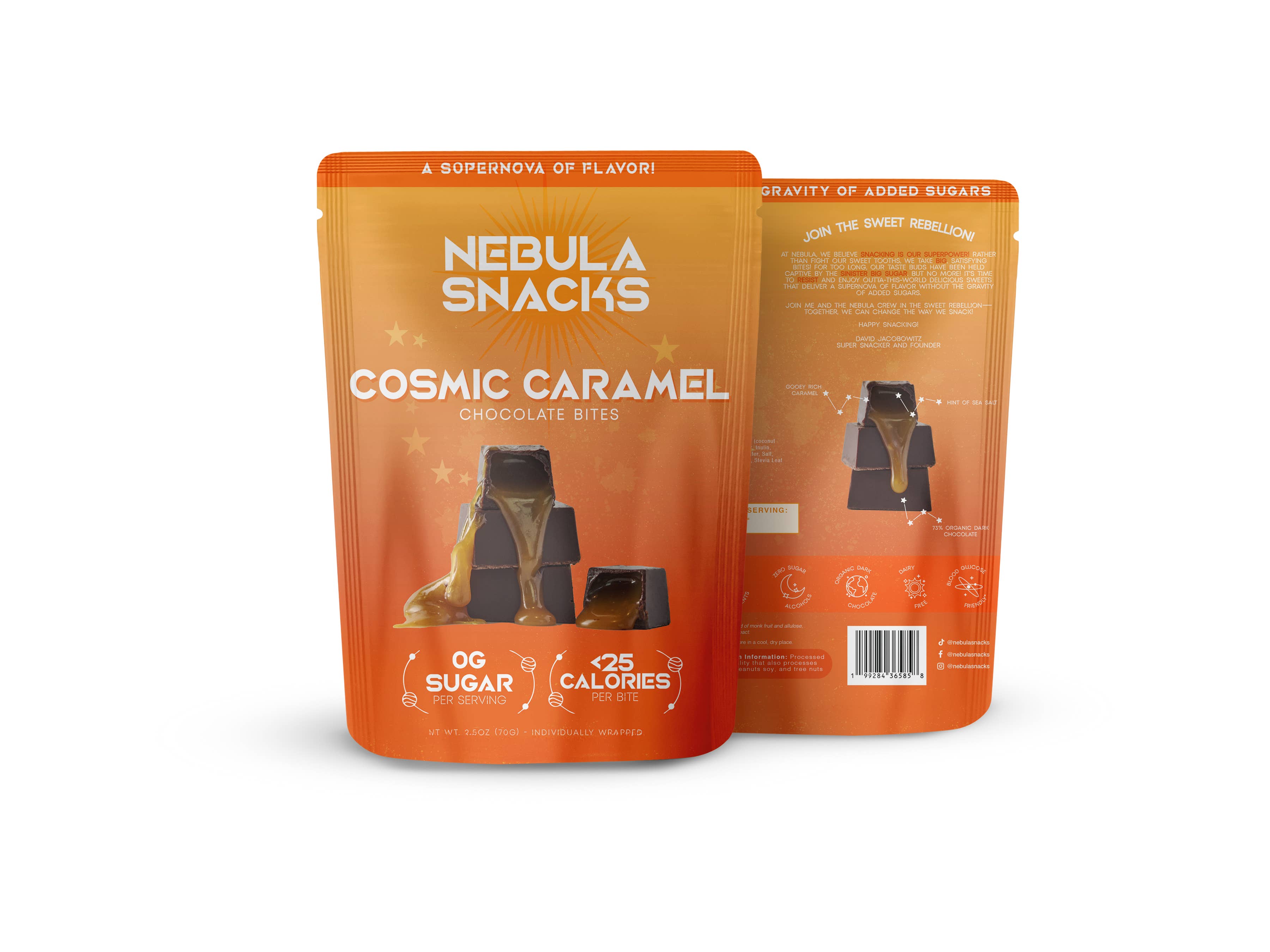 Nebula Snacks - Wholesale Chocolate - Cosmic Caramel Filled Dark Chocolate Bites