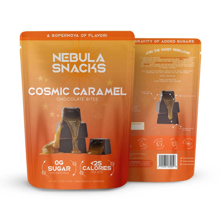 Nebula Snacks - Wholesale Chocolate - Cosmic Caramel Filled Dark Chocolate Bites0