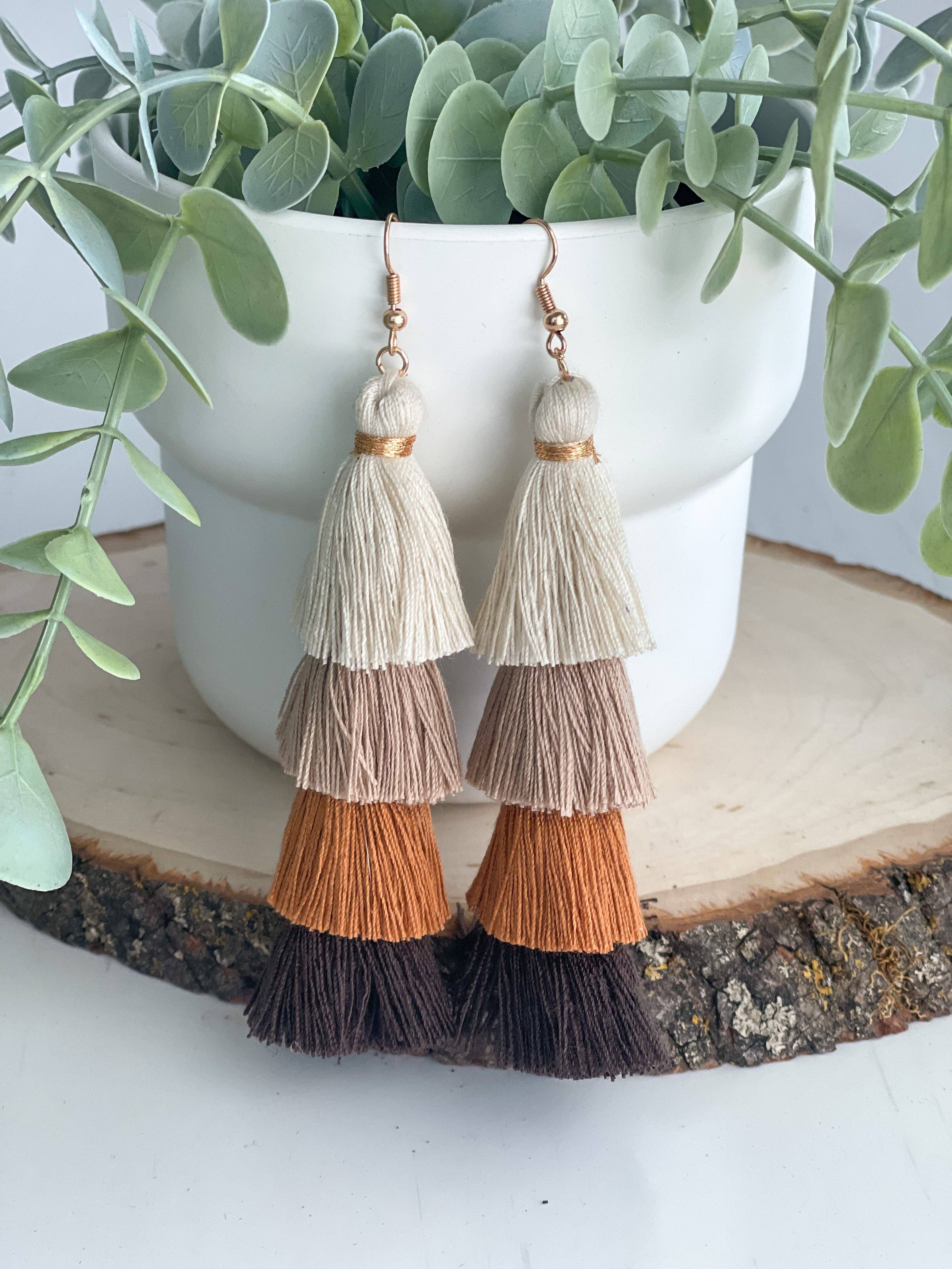 Harris Girls & Co. - Wholesale Tassel Earrings - Free Fall Tassel Earrings "Browns"