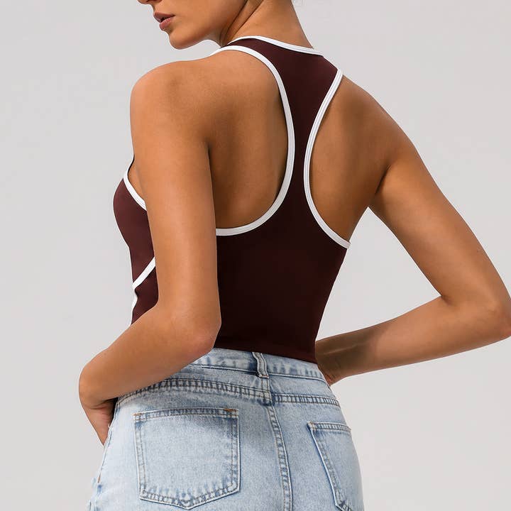 Sodalemon - Vendita all'ingrosso Maglia sportiva - Donna - Top sportivo da donna imbottito con spalline a I e blocco di colori6