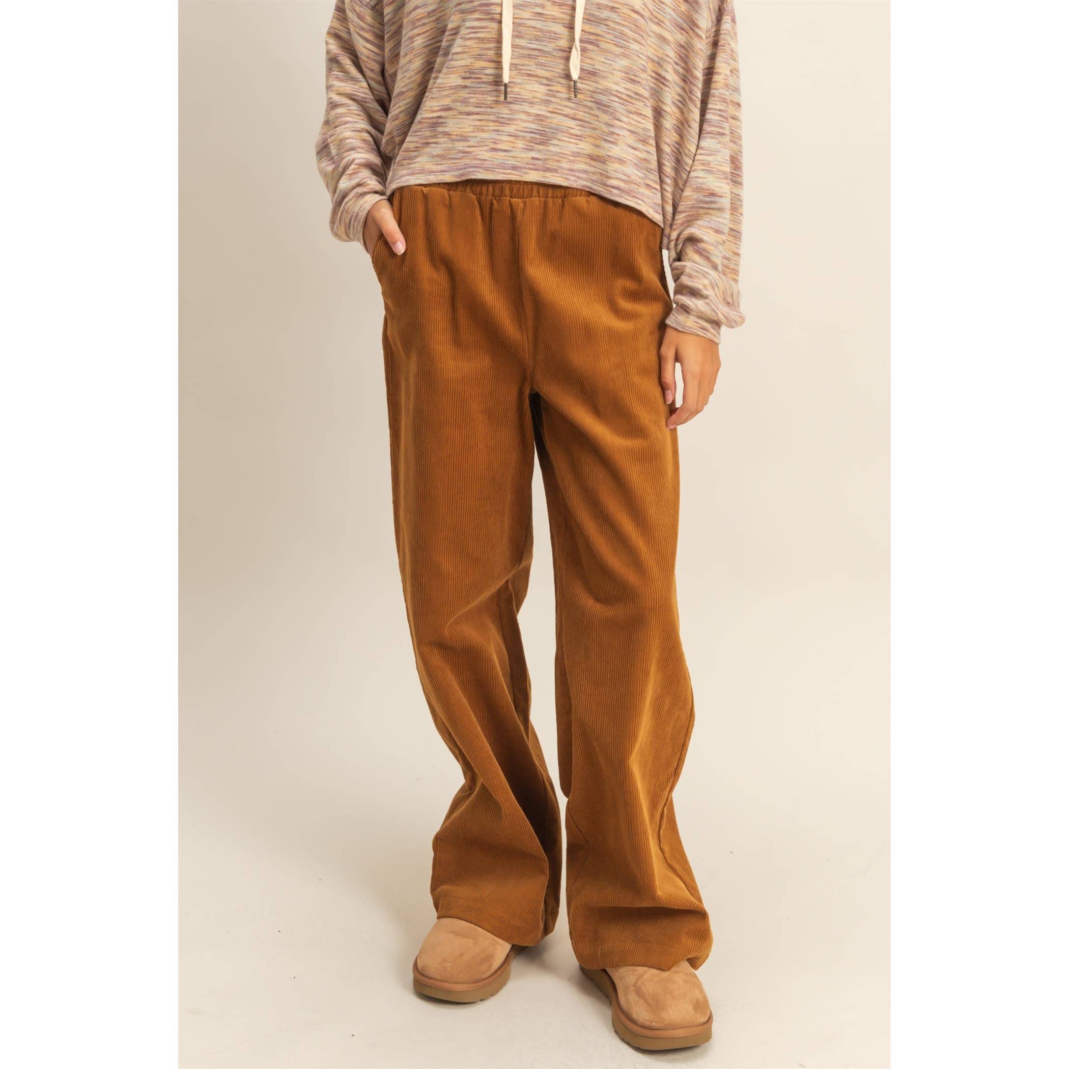 Double Zero - Wholesale Pants - Women's - Corduroy High-Waisted Wide Leg Pants1
