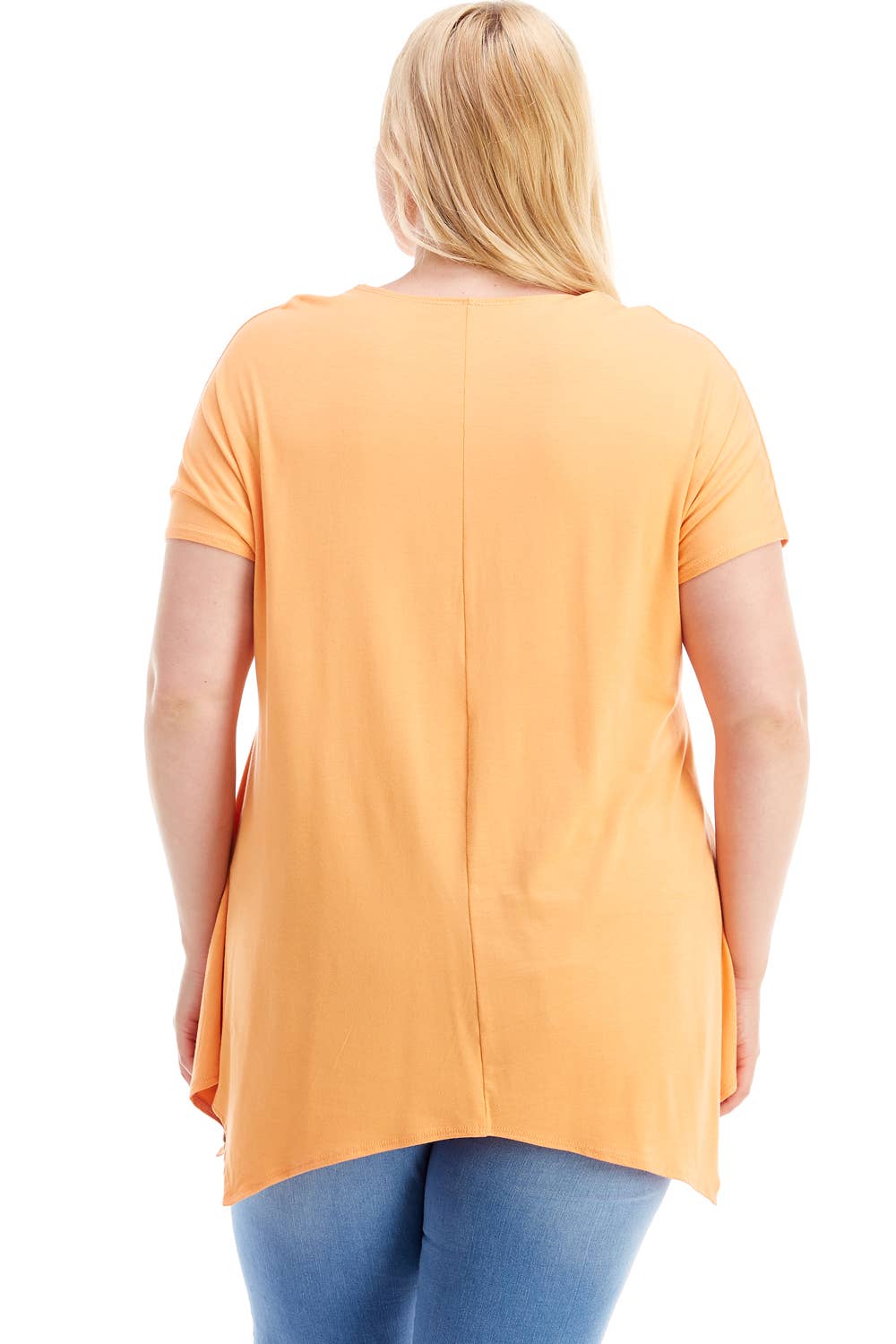 Azules Clothing - Wholesale Tunic - Women's - ATP-2307RSX Plus Size Asymmetric Short Sleeve Tunic46