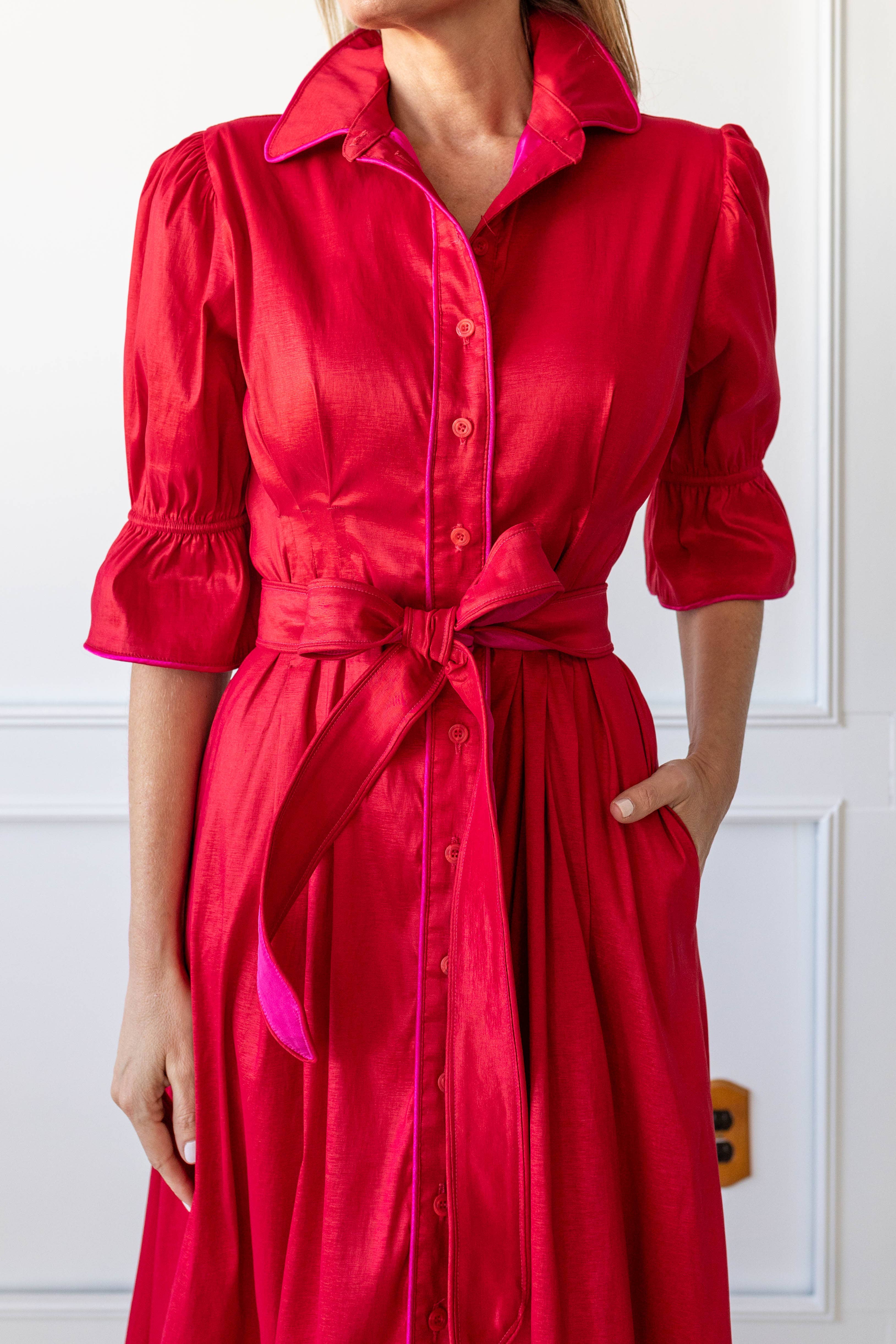 Kim Lolley Designs - Venta al por mayor Vestido - Mujer - VESTIDO CAROL EN ROJO/FUCSIA2