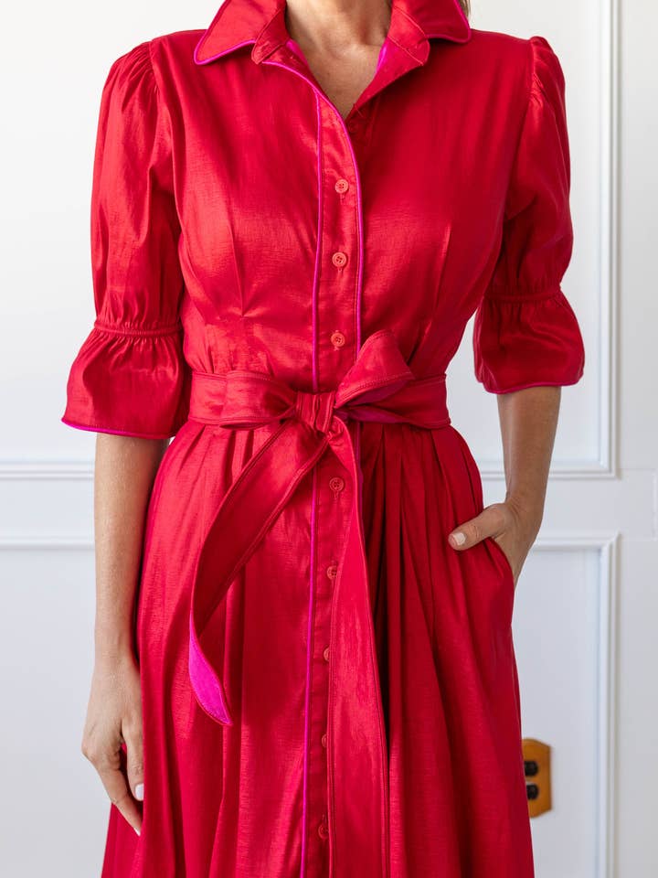 Kim Lolley Designs - Venta al por mayor Vestido - Mujer - VESTIDO CAROL EN ROJO/FUCSIA2