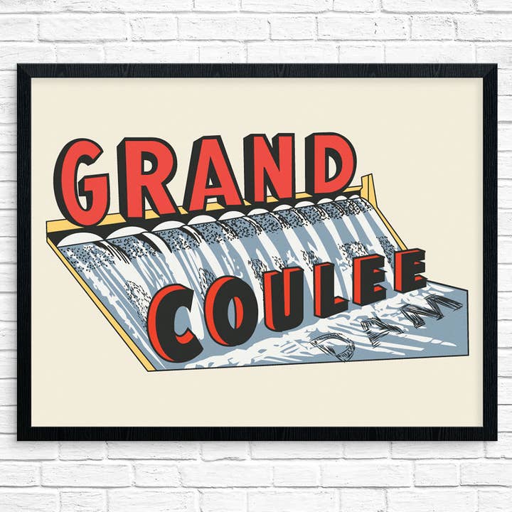 11" x 14 Grand Coulee Dam, Columbia River, Washington Print for wholesale by Fridgedoor