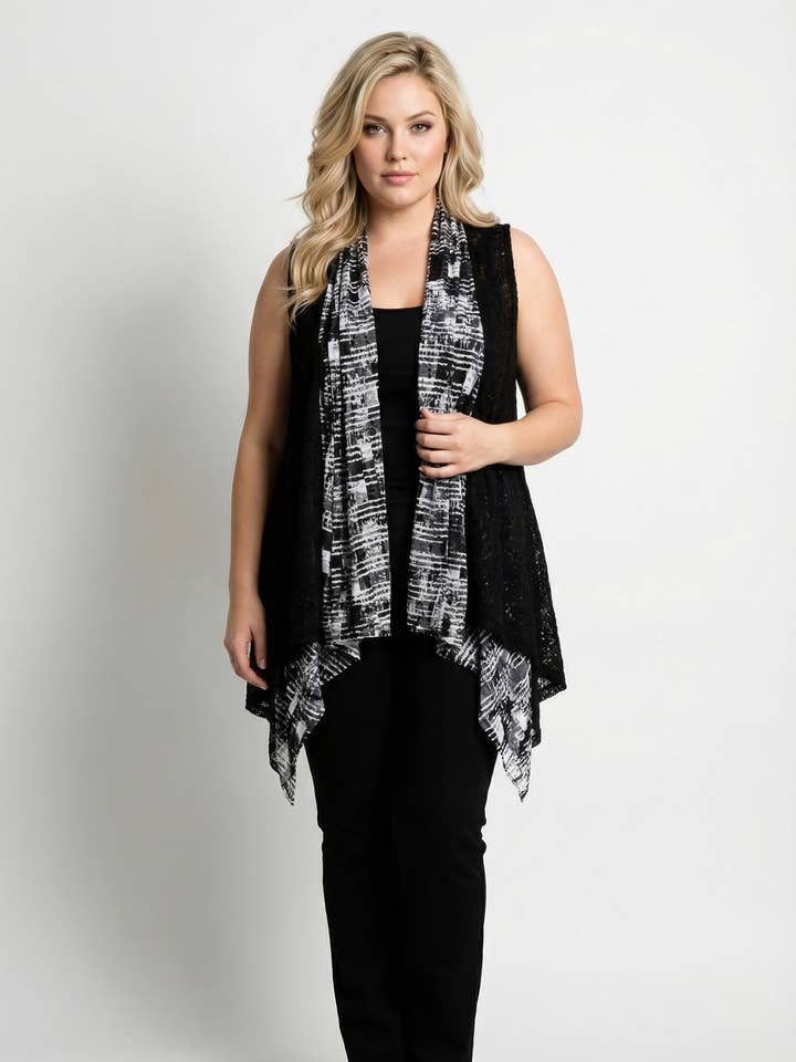 Plus size two-tone vest (A182) for wholesale by Pomme Rouge Paris