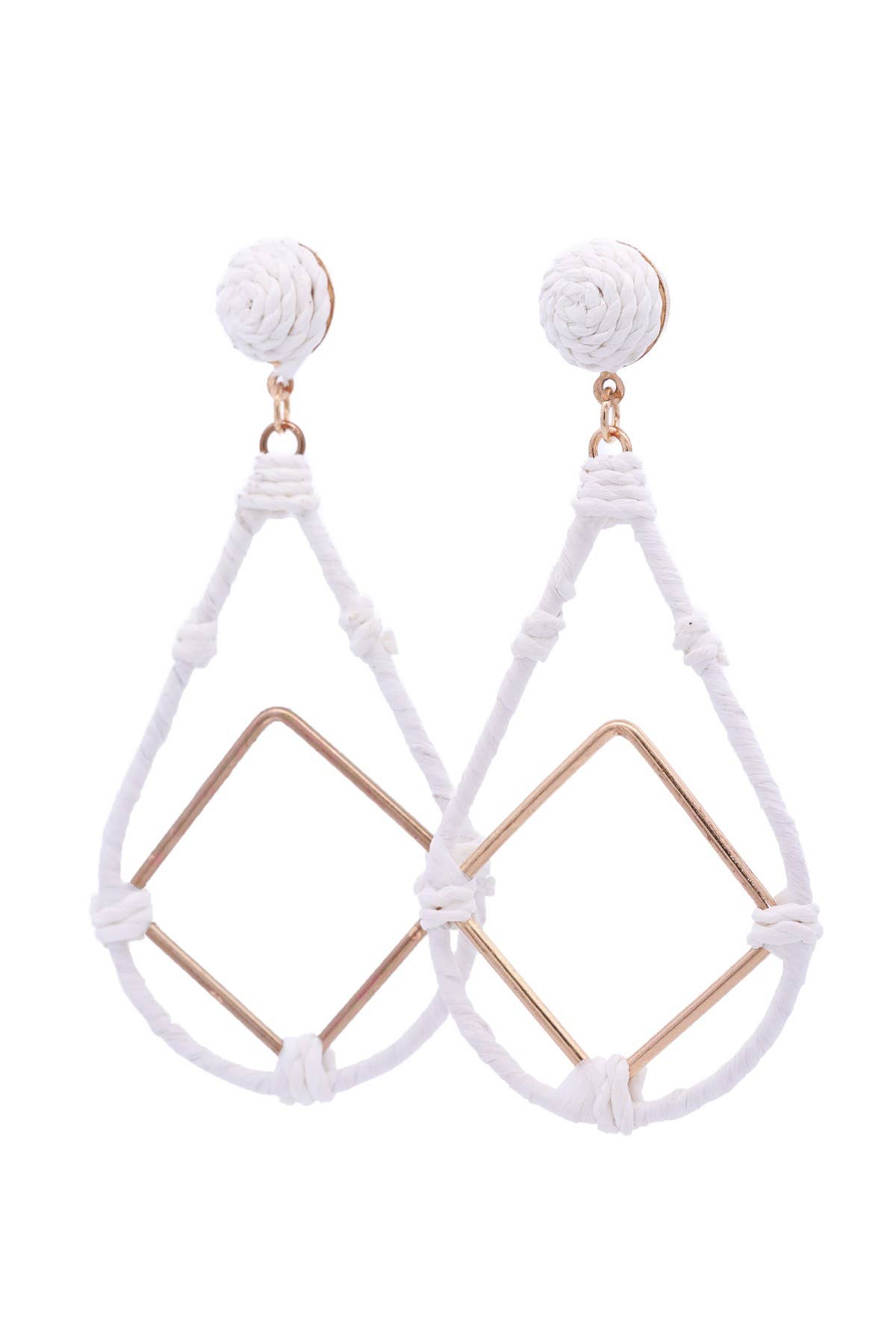 Urbanista Outlet - Vente Boucles d'oreilles pendantes - Boucles d'oreilles Raffia Open Leardrop avec Dia Drop5