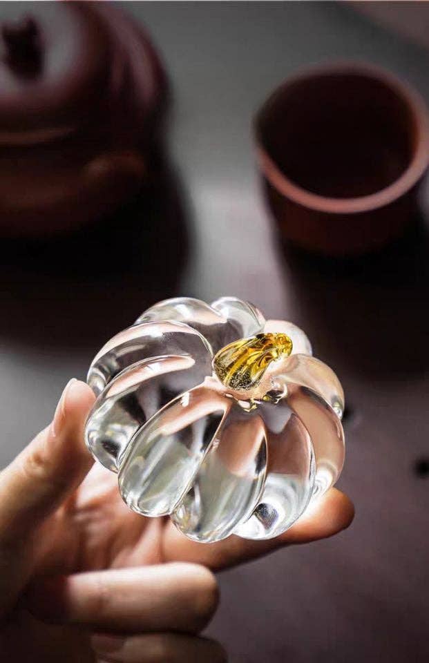 Gohobi （We cover U.S. import duties） - Wholesale Decorative Tabletop Object - Gohobi Pate de Verre Pumpkin Halloween Glass Ornament Teapot Lid Stand Paperweight32