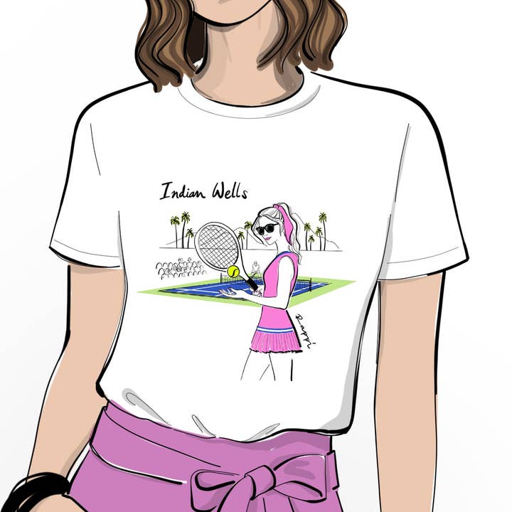 Indian Wells Tennis Garden Crewneck Graphic Tee for wholesale by Rappi Palm Springs