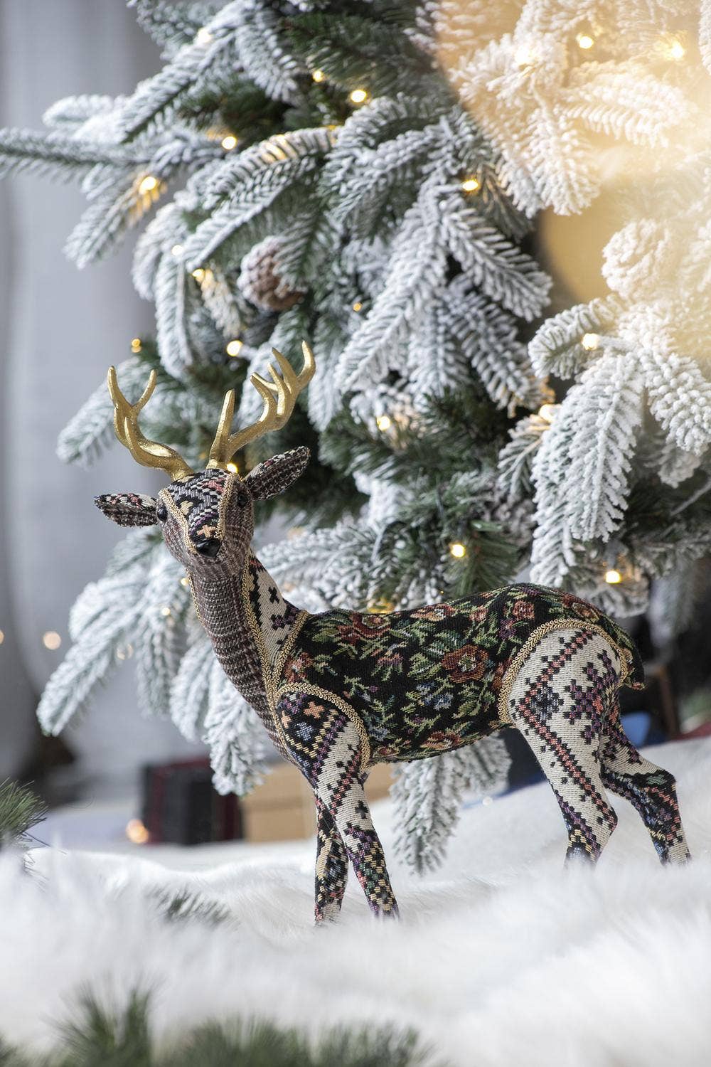 A&B Home Group Inc. - Wholesale Christmas Decoration - 13x6.3x16.5" Majestic Velvet Deer Figurine4