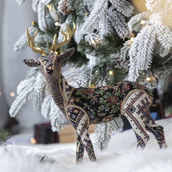 A&B Home Group Inc. - Wholesale Christmas Decoration - 13x6.3x16.5" Majestic Velvet Deer Figurine4