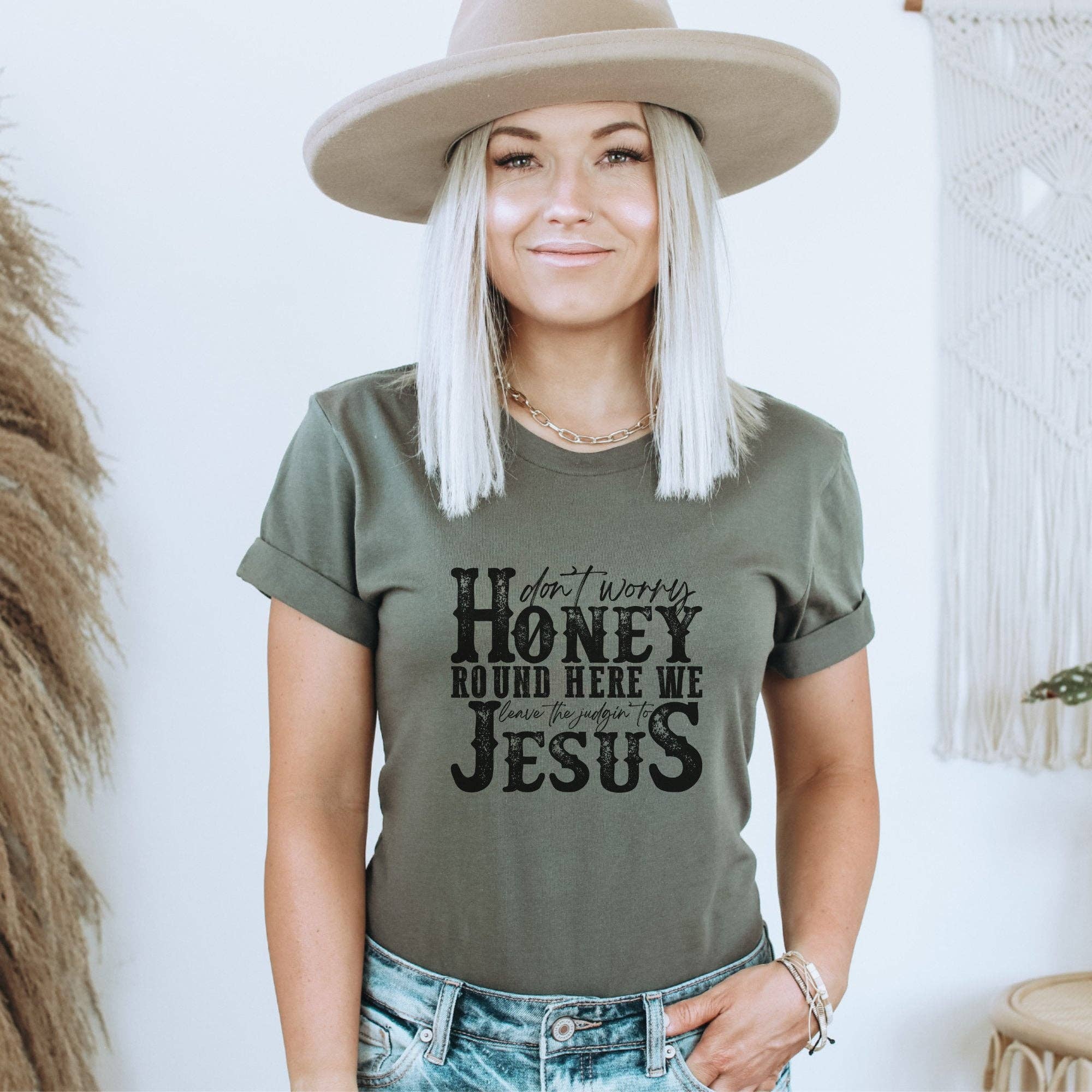 Trendznmore - Modern Graphic Apparel - Wholesale Screen Printed T-Shirt - Women's - Leave the Judgin to Jesus Western Graphic Tee4
