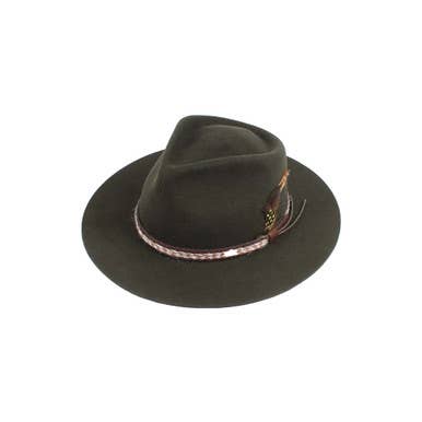 Jeanne Simmons Accessories - Venta al por mayor Sombrero fedora - Mujer - Gorro plano Fedora de invierno Western Outback, 100% fieltro de lana, 77230