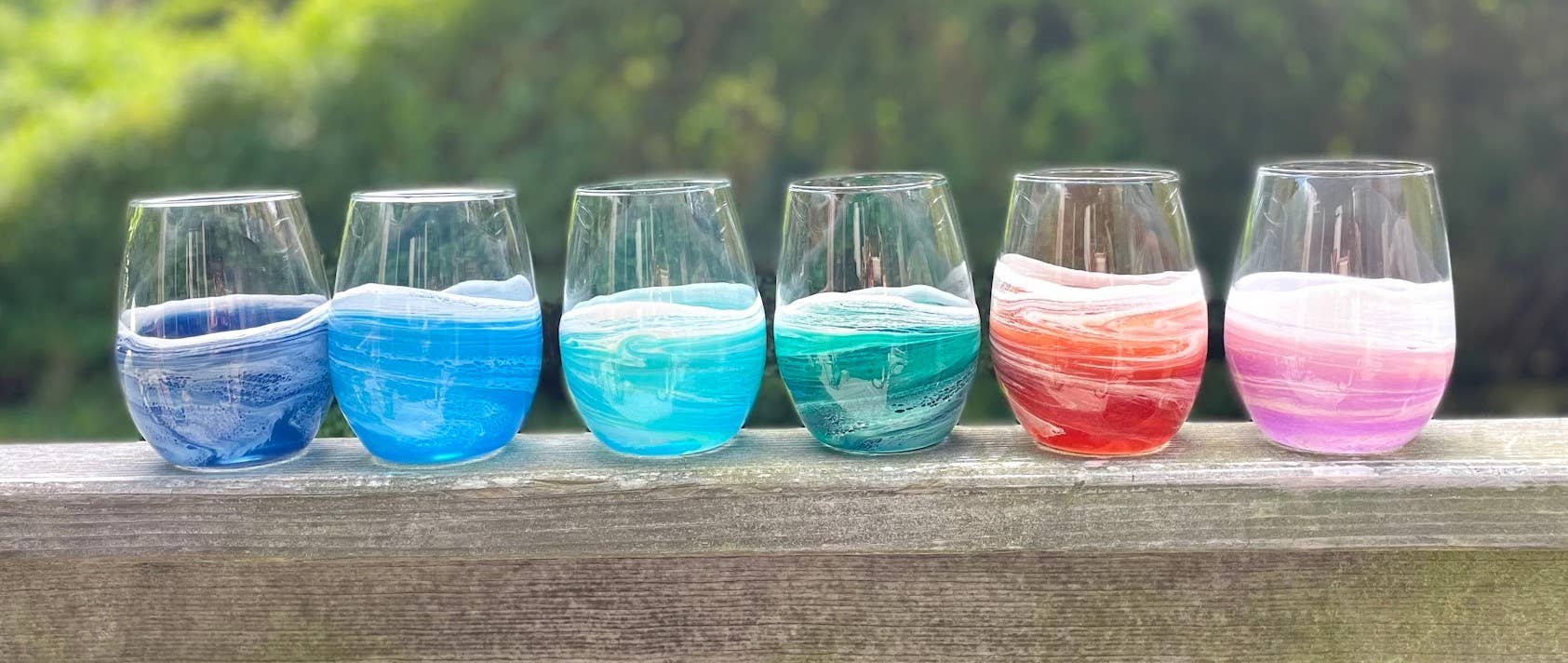 Sea Lion Studio - Wholesale Wine Glass - Ocean Wave Stemless Wine Glass1