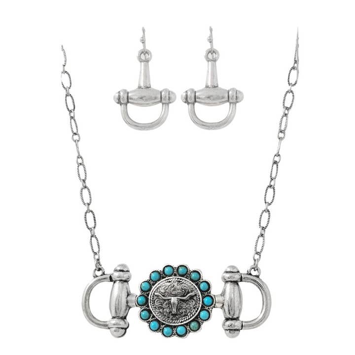 WESTERN HORSEBIT SEMI STONE NECKLACE, AS 7771 for wholesale by JOIA ACCESSORIES