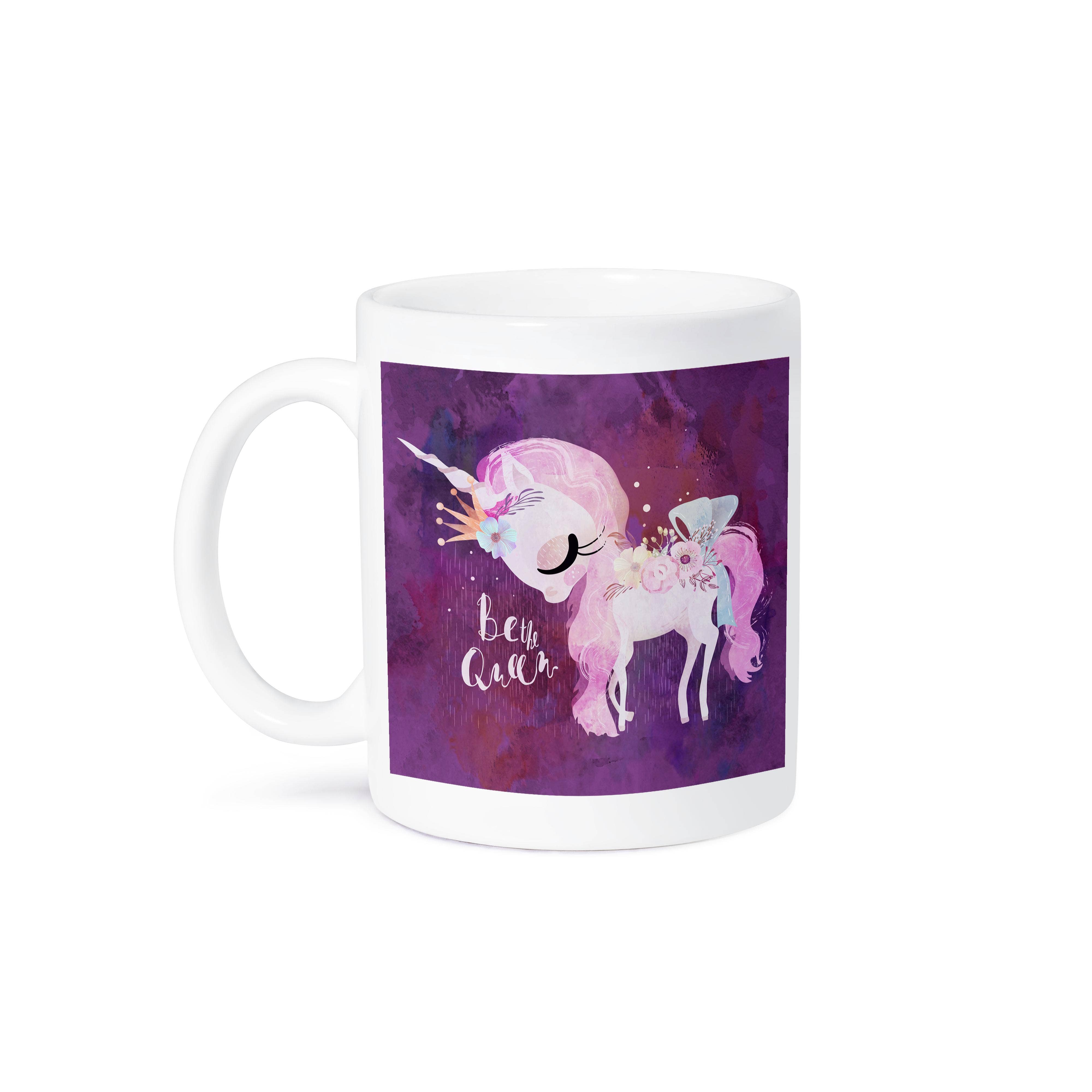 3dRose - Wholesale Coffee Mug - 3dRose, Cute Purple Flower Unicorn Illustration and Typography - Be The Queen, Mug8